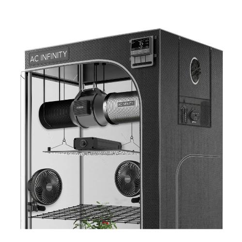 AC Infinity AC-PKB44 4' x 4' Advance Grow Tent System 4-Plant Kit with Integrated Smart Controls to Automate Ventilation and Circulation with Full Spectrum LED Grow Light