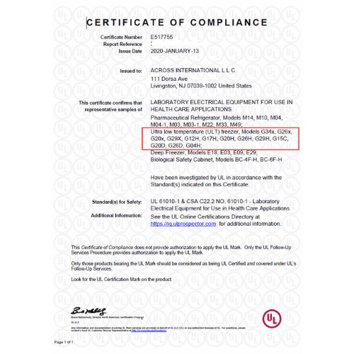 Across International 110V RapidChill 4 Cu Ft Stackable Ultra low Freezer