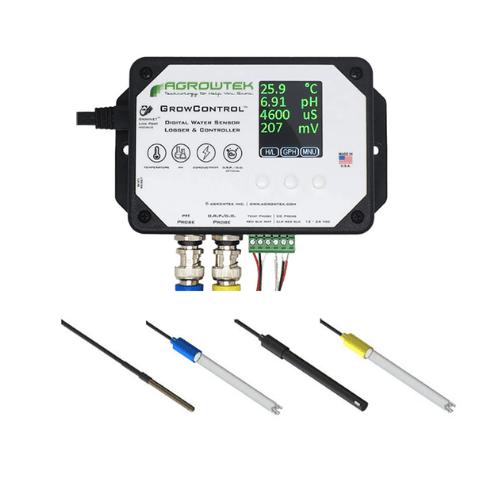 Agrowtek GrowControl SXH Hydroponics Sensor Kit With Temp/ pH/EC And Flow Transmitter