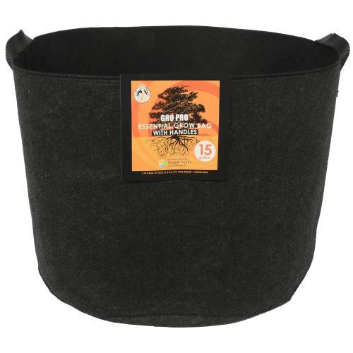 Gro Pro 15 Gallon Black Essential Round Fabric Pot With Handles (Case of 96)