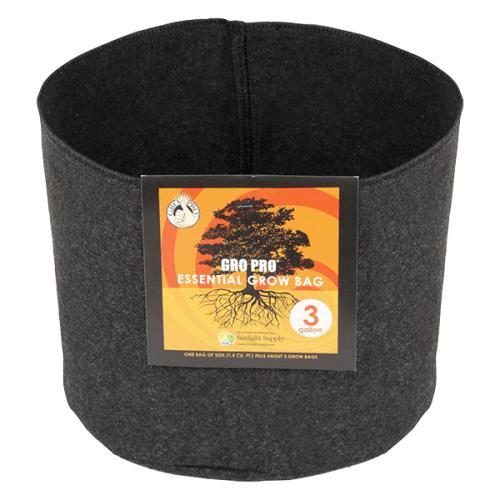 Gro Pro 3 Gallon Black Essential Round Fabric Pot (Case of 216)
