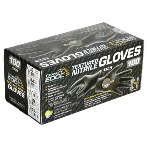 Grower's Edge 6 Mil XX-Large Black Powder Free Diamond Textured Nitrile Gloves (Box of 15)