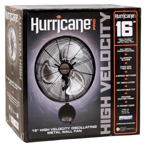 Hurricane 16 Inch Pro High Velocity Oscillating Metal Wall Mount Fan (Pallet of 24)