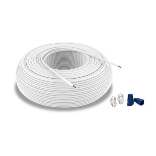 TrolMaster ECS-500 100Pcs Connectors 500 Ft RJ12 White Cable Roll