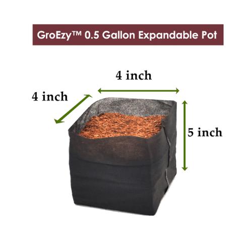 GroEzy 0.5 Gallon Expandable Fabric Coco Grow Bag (Pallet of 5,400)