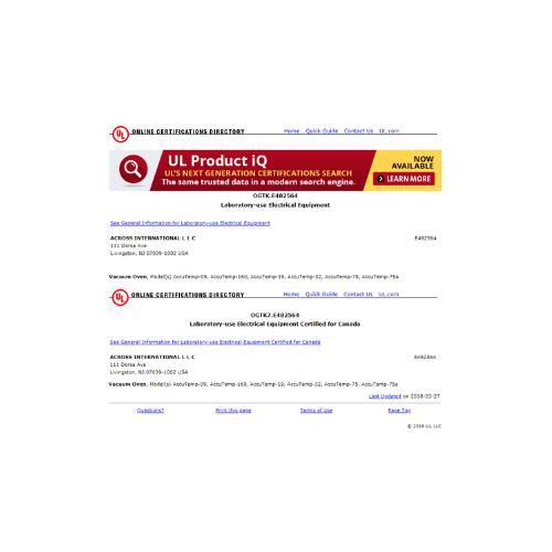 Across International 16 Cu Ft Vacuum Oven With 6 Shelves And SST Tubing