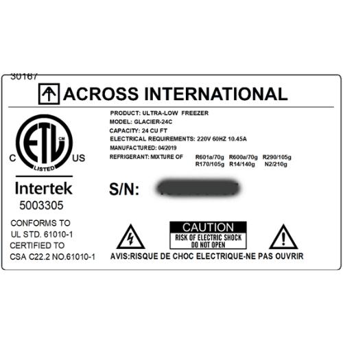 Across International 220V Glacier 21 Cu Ft Ultra Low Temp Chest Freezer