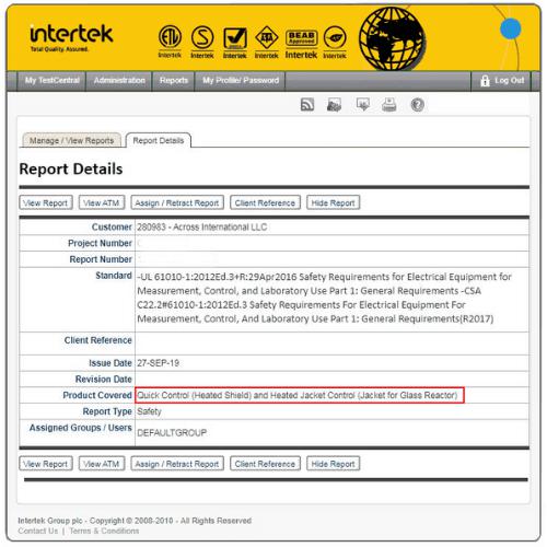 Across International 50L Non Jacketed Glass Reactor With Heating Jacket
