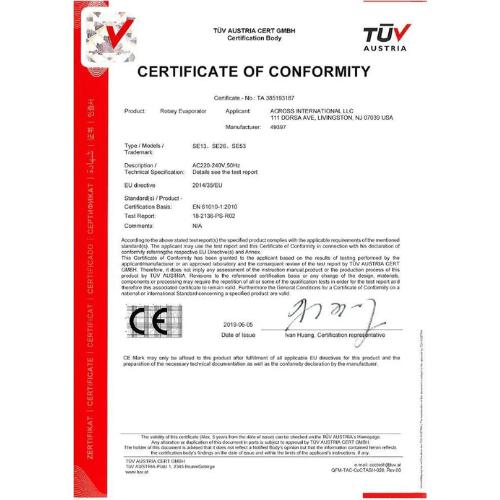 Across International SolventVap 10L Rotary Evaporator With Motorized Lift