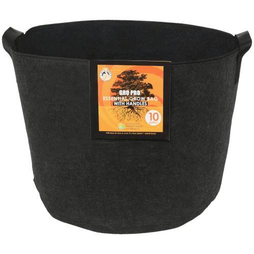 Gro Pro 10 Gallon Black Essential Round Fabric Pot With Handles (Case of 120)