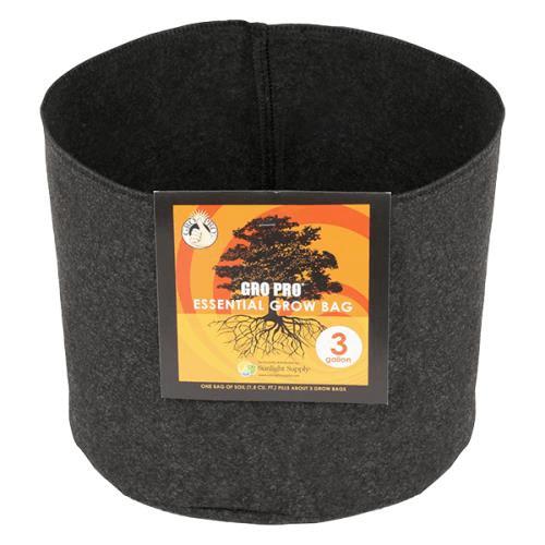 Gro Pro 3 Gallon Black Essential Round Fabric Pot (Case of 216)