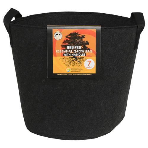 Gro Pro 7 Gallon Black Essential Round Fabric Pot With Handles (Case of 84)