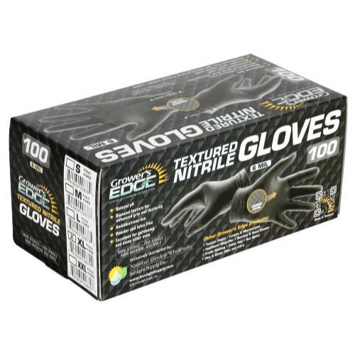 Grower's Edge 6 Mil X-Large Black Powder Free Diamond Textured Nitrile Gloves (Box of 15)