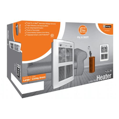 King Electric LPW1227T-S2-WD-R Large Designer Wall Heater